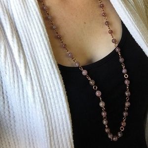 Extra long - 34 inch Strawberry Quartz necklace